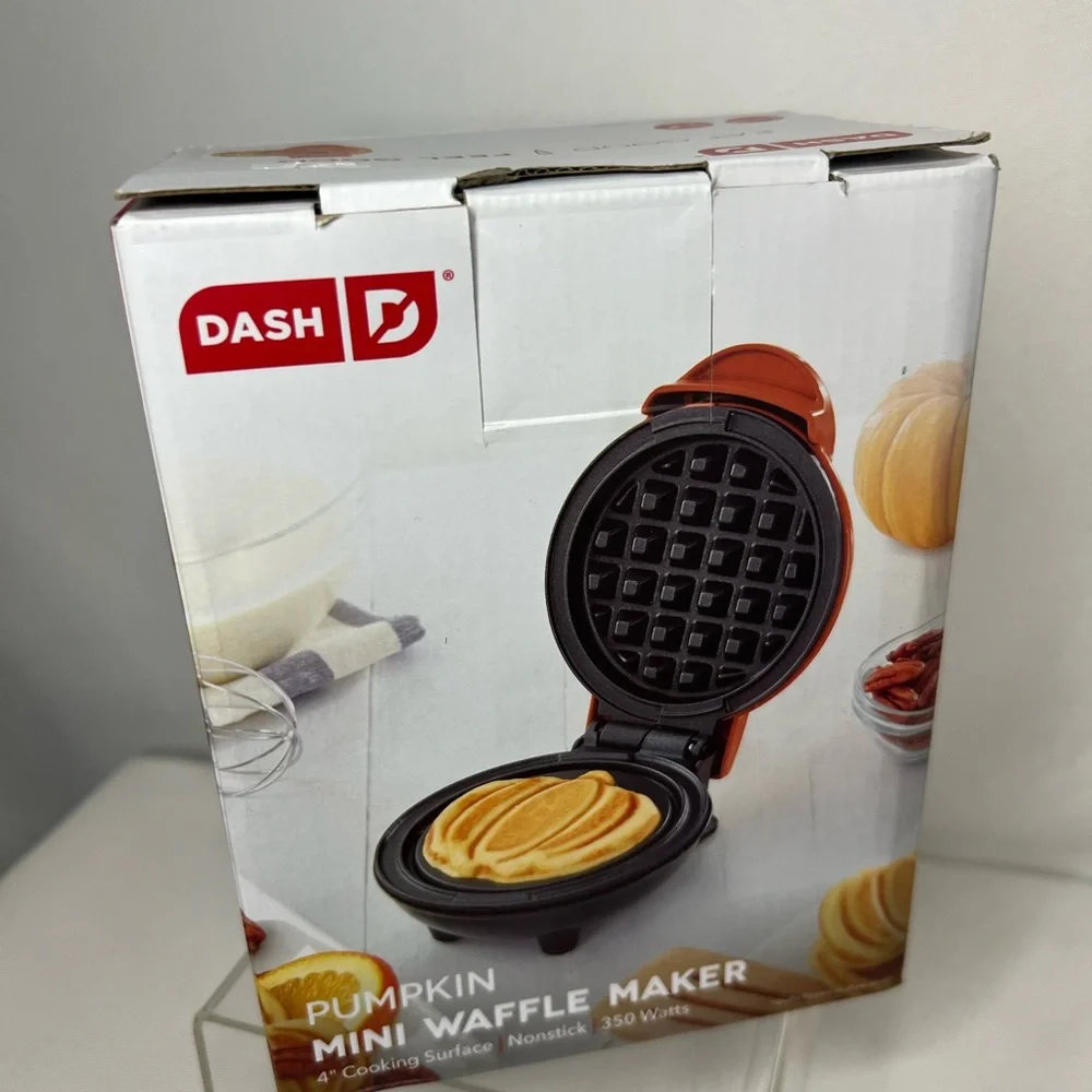 New Dash Orange Mini Pumpkin Waffle Maker